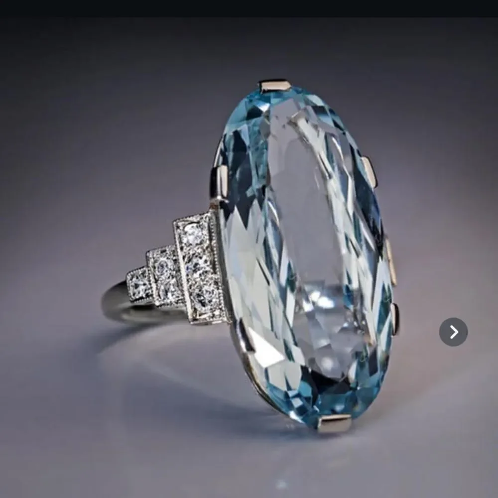 Simulated Blue Topaz & Sterling Silver Ring
